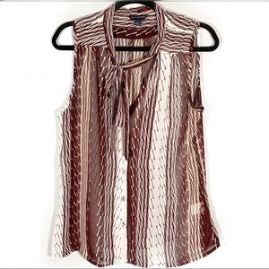 Banana Republic Sleeveless Tie Neck Blouse